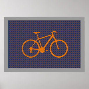 orange bike bicycle poster