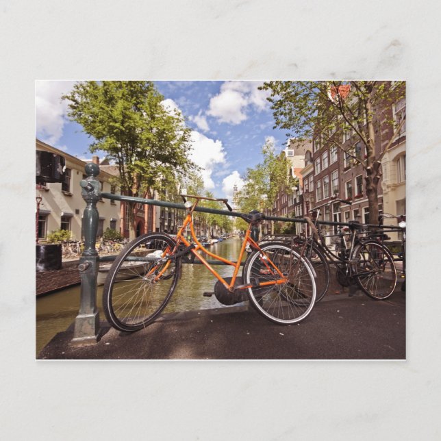 Orange bike in Amsterdam Netherlands Postcard (Front)