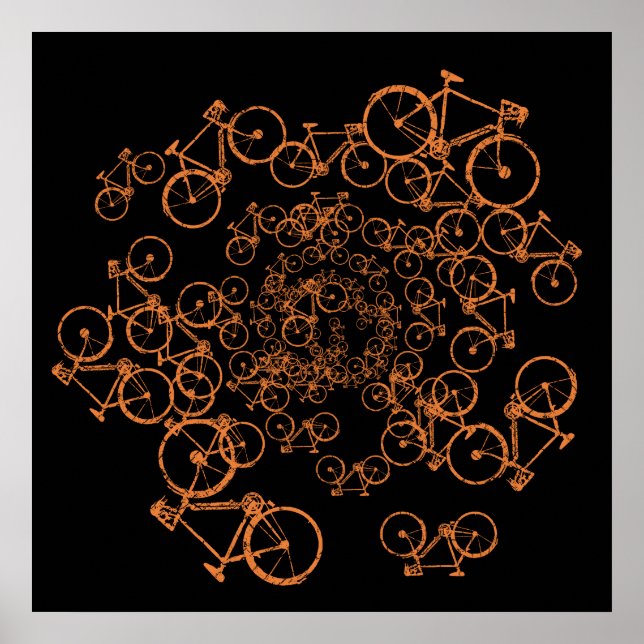 orange bikes on black(custom colour) poster (Front)