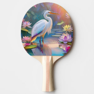 Orange Billed White Heron Fantasy Bird Ping Pong Paddle