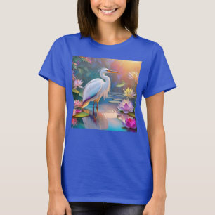 Orange Billed White Heron Fantasy Bird  T-Shirt