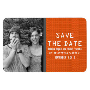 Orange Binary Code Photo Save the Date Magnet