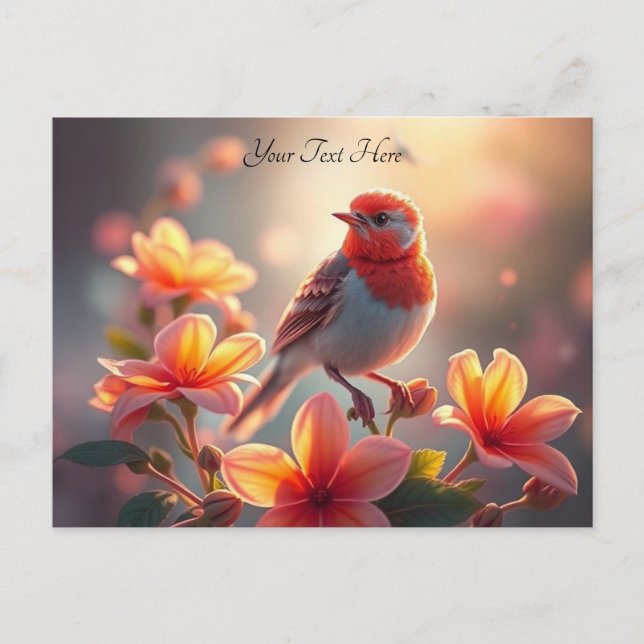 Orange Bird Floral Postcard (Front)