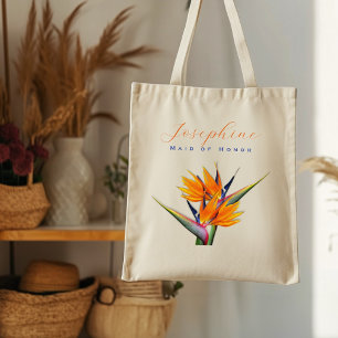 Orange Bird-of-paradise Flower Bridesmaid Tote Bag