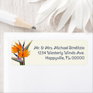 Orange Bird of Paradise Flowers Return Address