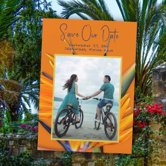 Orange Bird of Paradise Save The Date Announcement