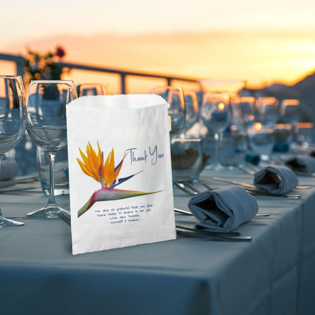 Orange Bird of Paradise Wedding Message Favour Bags (Creator Uploaded)