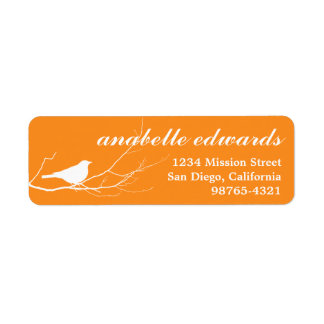 Orange bird on branch modern custom return address