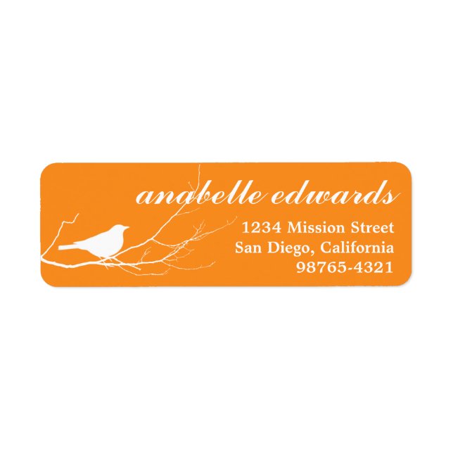 Orange bird on branch modern custom return address (Front)