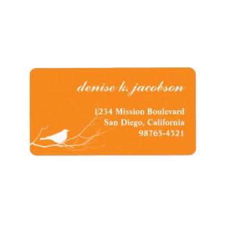 Orange bird on branch modern style return address label
