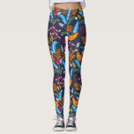 Orange Birds and Botanical Ferns Whimsical Leggings<br><div class="desc">Kick back in these super fun leggings featuring a pattern of whimsical orange birds and colourful flowers and botanical ferns. Perfect for a special event,  workout at the gym,  tropical vacation or festival.</div>