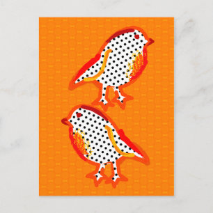 'orange birds' digital painting Postcard