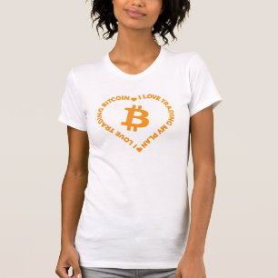 Orange Bitcoin Logo in Text-Heart Slim Women's T-Shirt