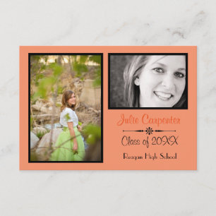 Orange/Black 2 Photo Collage-3x5 Grad Announcement