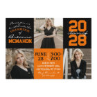 Orange & Black 3 Photo Graduation Invitation