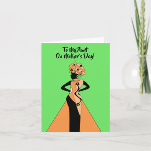 Orange & Black African American Lady Mother's Day  Card
