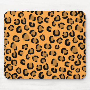 Orange, Black and Brown Leopard Print Pattern. Mouse Mat