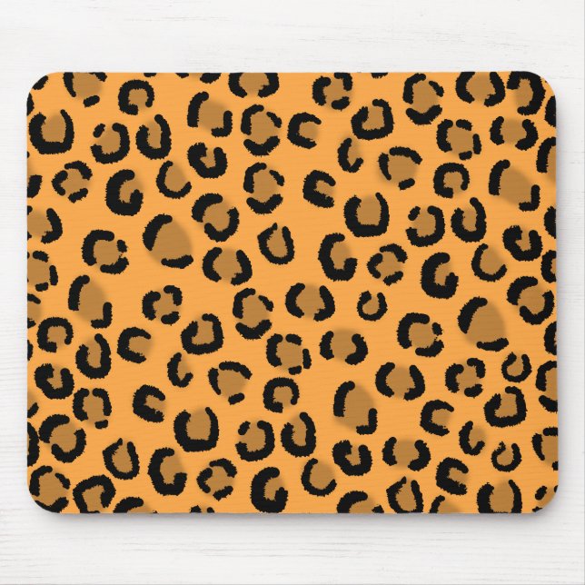 Orange, Black and Brown Leopard Print Pattern. Mouse Mat (Front)