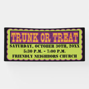 Orange, Black and Green Trunk Or Treat Banner
