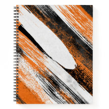 Orange, Black, and White Brush Strokes