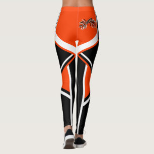 Orange, Black and White Cheerleader Megaphone Leggings