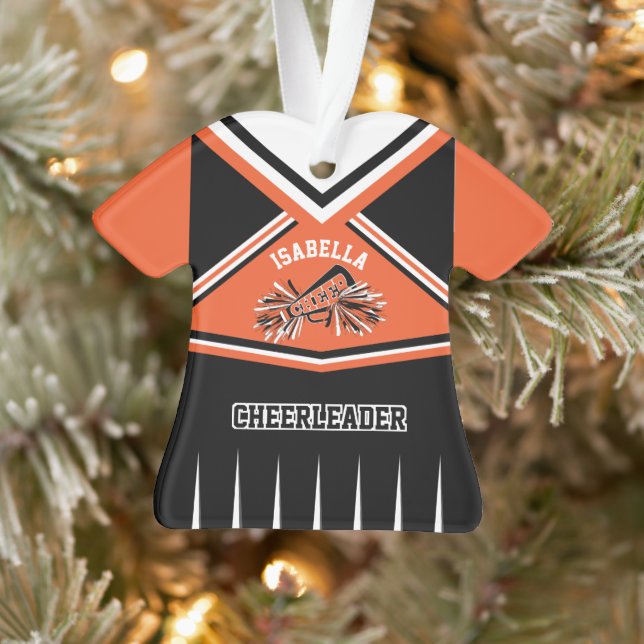Orange, Black and White Cheerleader 📣 💖Outfit Ornament (Tree)