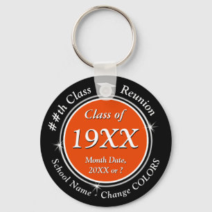 Orange, Black and White, Class Reunion Souvenirs Key Ring