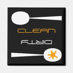 Orange, Black and White, Clean or Dirty Dishwasher Magnet