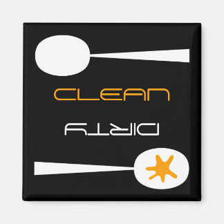 Orange, Black and White, Clean or Dirty Dishwasher Magnet