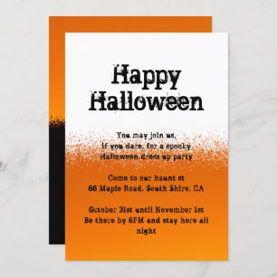 Orange black and white Halloween invitation