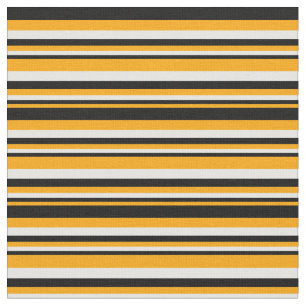 Orange, Black, and White Lines/Stripes Pattern Fabric