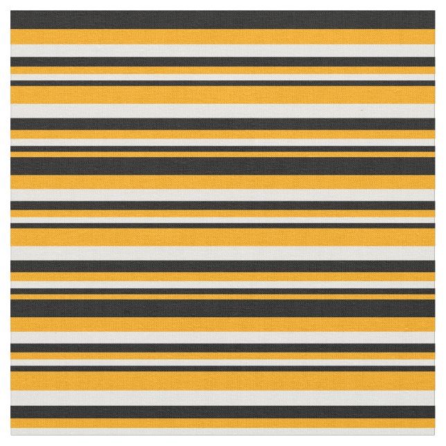 Orange, Black, and White Lines/Stripes Pattern Fabric (Close Up)