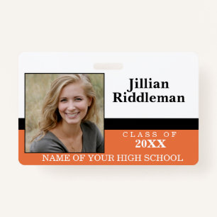 Orange, Black and White - Photo Reunion ID Badge