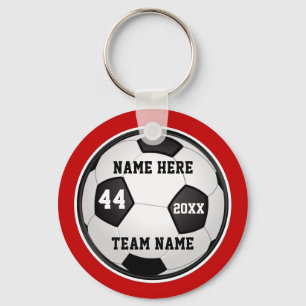 Orange, Black and White Soccer Gifts, Personalised Key Ring