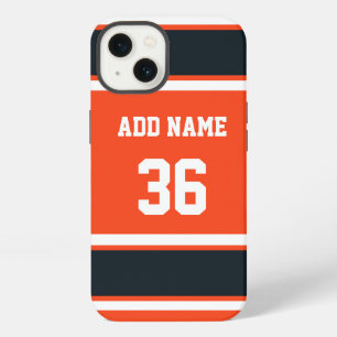 Orange Black and White Sports Stripe iPhone 13 Case