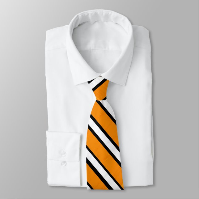 Orange, black and white stripe pattern tie (Tied)
