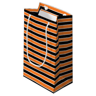 Orange, Black and White Stripes Small Gift Bag