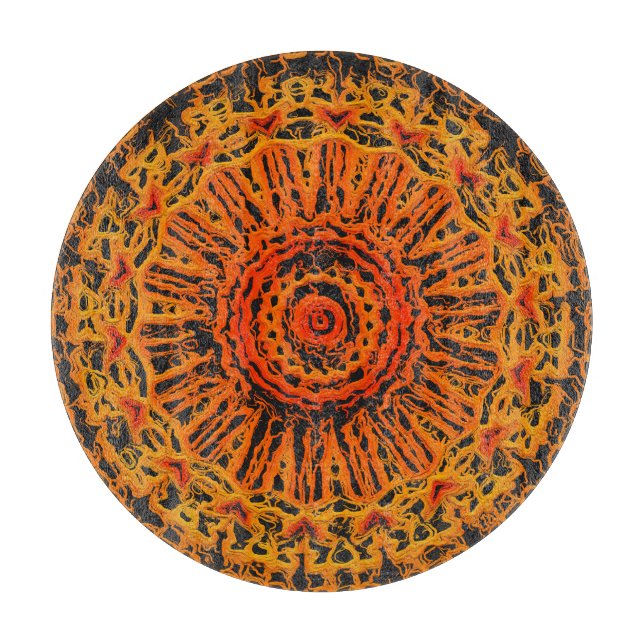 Orange, Black and Yellow Abstract Cutting Board (Front)