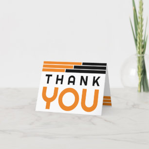 Orange & Black Bars Graduation Thank You Card