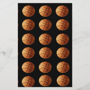 Orange Black Basketball Pattern, Stationery