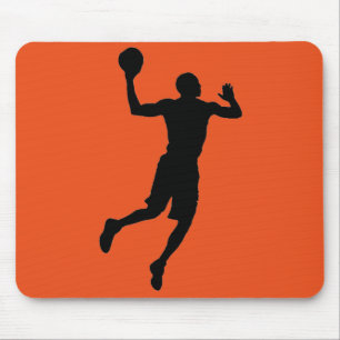 Orange Black Basketball Player Silhouette Mouse Mat
