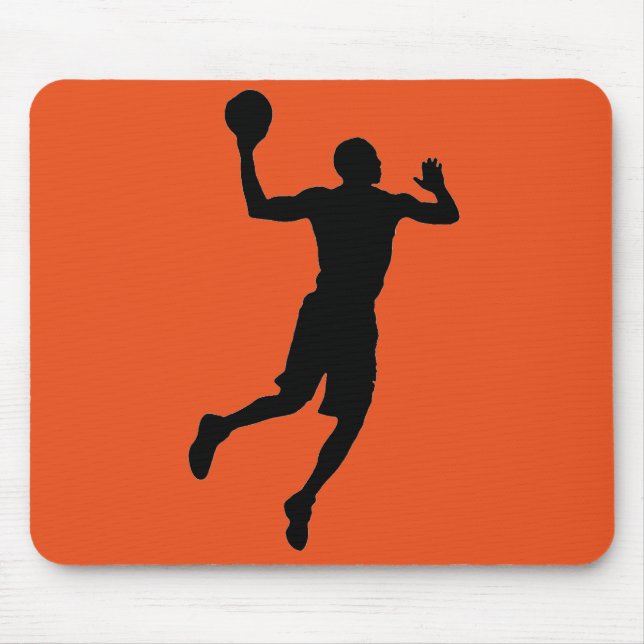 Orange Black Basketball Player Silhouette Mouse Mat (Front)