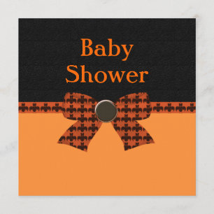 Orange & Black Bat Baby Shower Invitation
