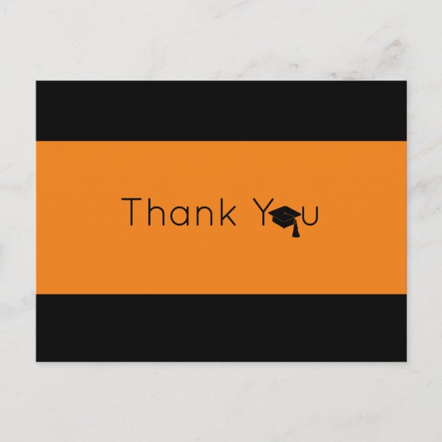 Orange Black Bold Graduation Thank You Postcard (Front)