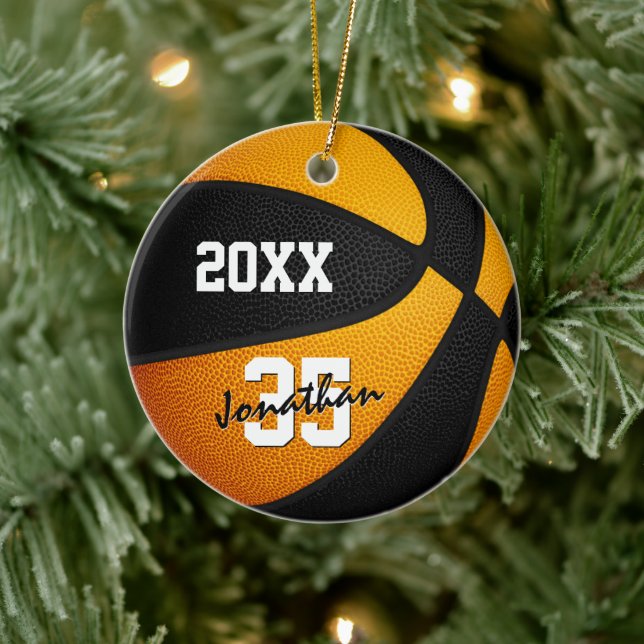 orange black boys girls keepsake basketball ceramic tree decoration (Tree)