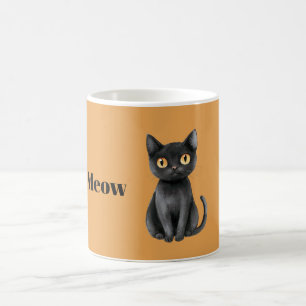 Orange Black Cat Meow Coffee Mug