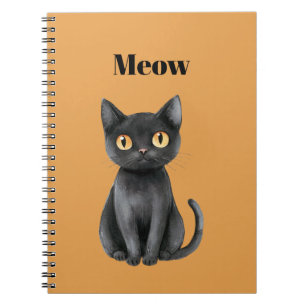 Orange Black Cat Meow Notebook