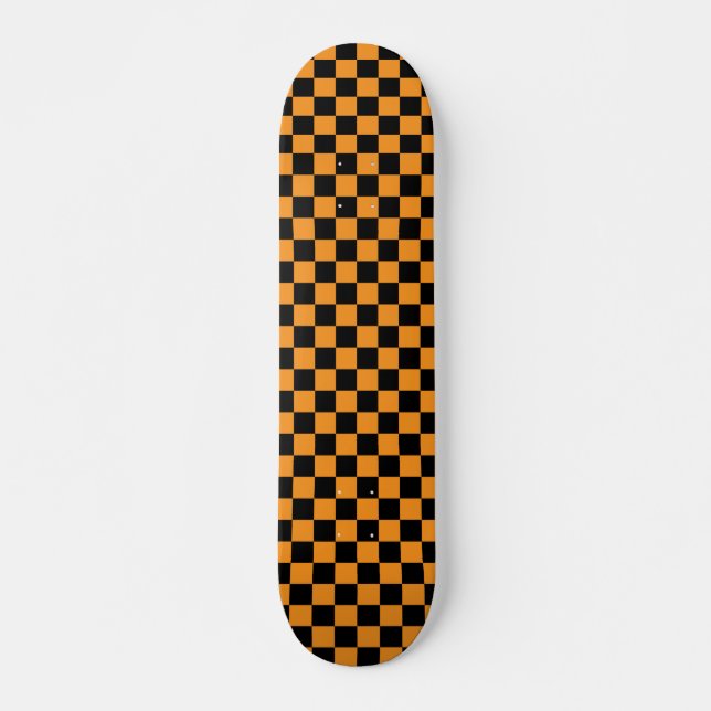 Orange & Black Chequerboard Skateboard (Front)