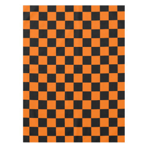 Orange Black Chequered Check Pattern Tablecloth