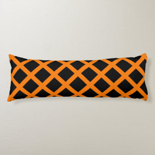 Orange Black Chequered Diamond Stripes Pattern Body Cushion